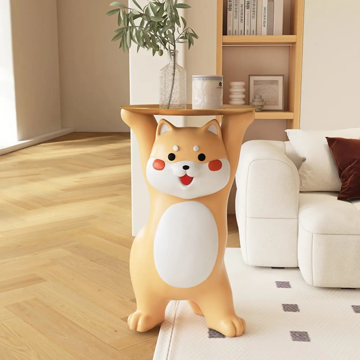 Lighom modern orange dog-shape wood coffee tables