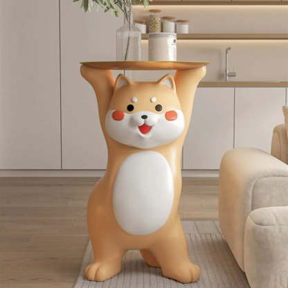 Modern Dog-Shape Orange Resin Side Table