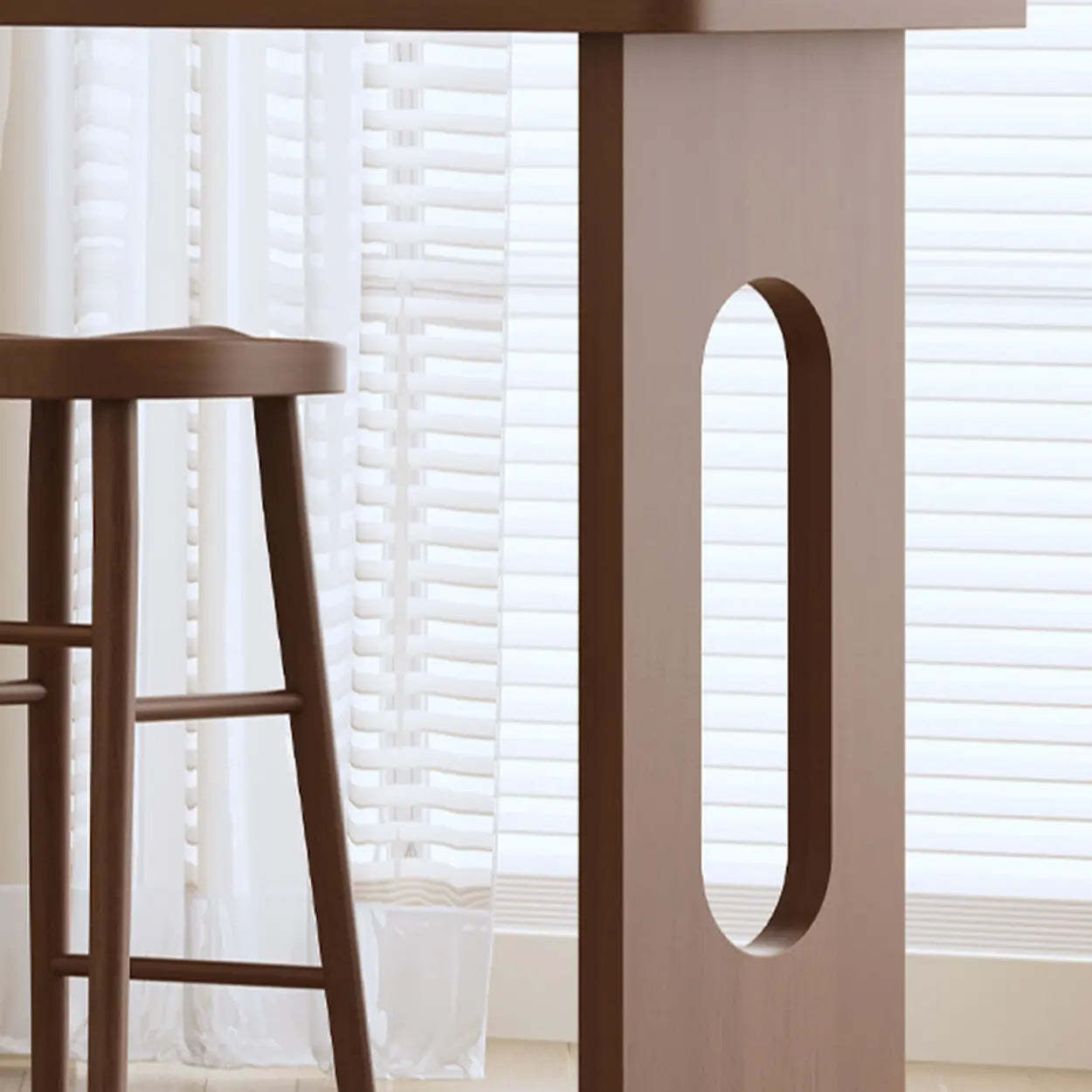 Modern Double Pedestal Brown Wood Bar Table — Table Only