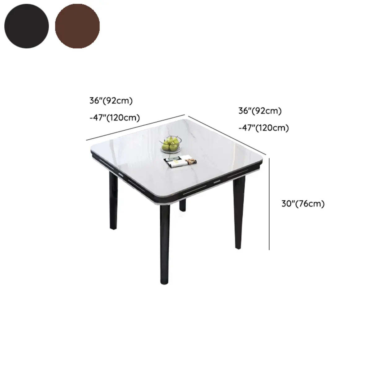 Modern Drop-Leaf Extendable Stone Round Dining Table