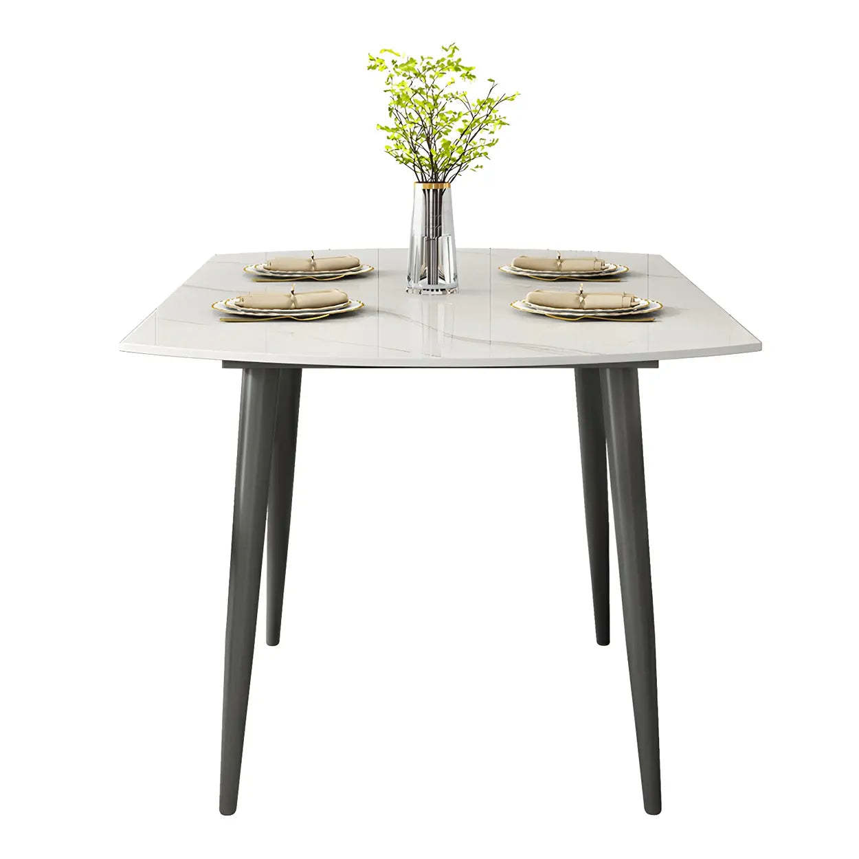 Modern Elegant Round White Marble Extendable Dining Table