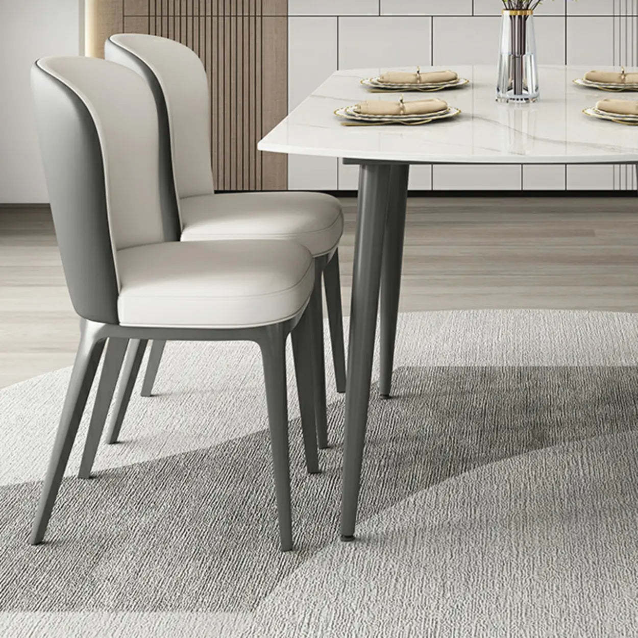 Modern Elegant Round White Marble Extendable Dining Table