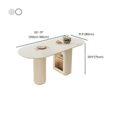 Modern Elegant White Stone-Top Oval Extendable Dining Table