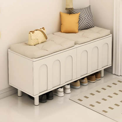 Modern Cushioned Entryway Shoe Bench with Storage