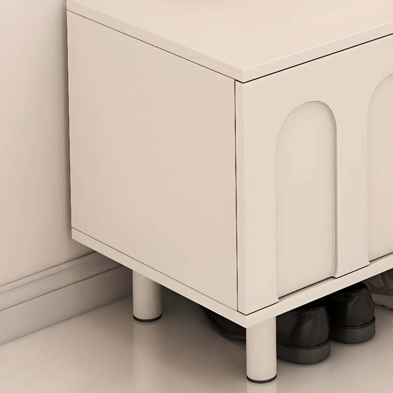 Modern Cushioned Entryway Shoe Bench with Storage — White
