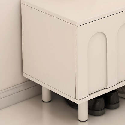 Modern Cushioned Entryway Shoe Bench with Storage — White