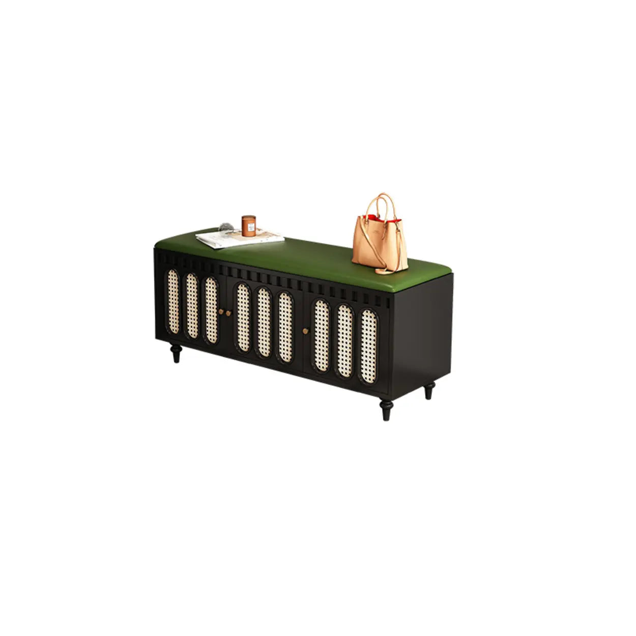 Modern Entryway Storage Bench with Cushion and Drawers