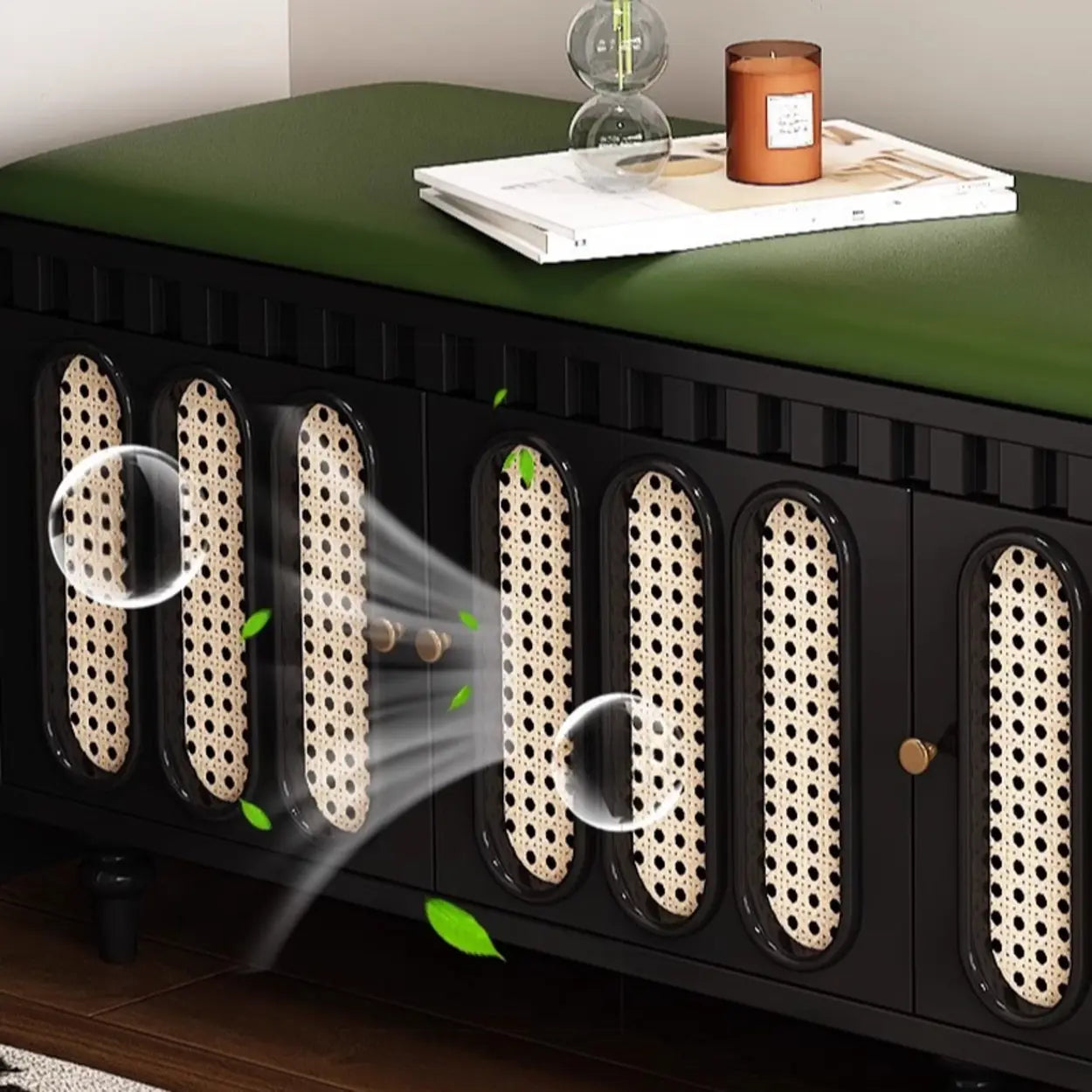 Modern Entryway Storage Bench with Cushion and Drawers