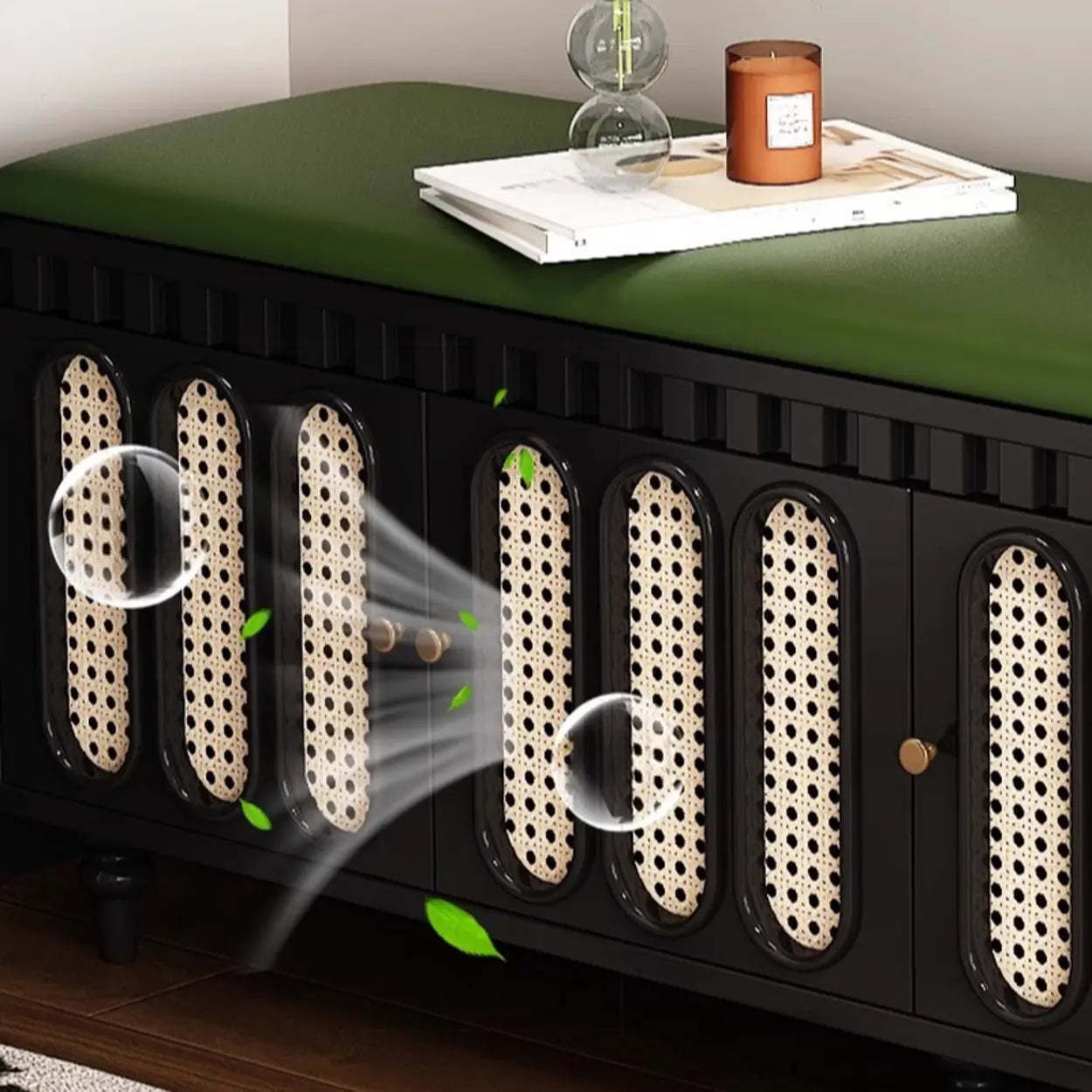 Modern Entryway Storage Bench with Cushion and Drawers