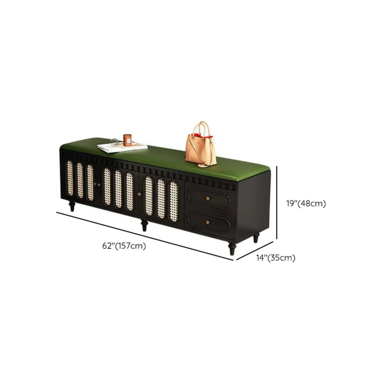 Modern Entryway Storage Bench with Cushion and Drawers