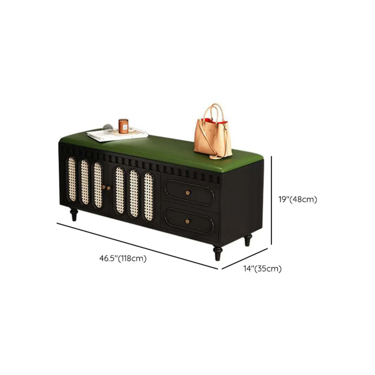 Modern Entryway Storage Bench with Cushion and Drawers
