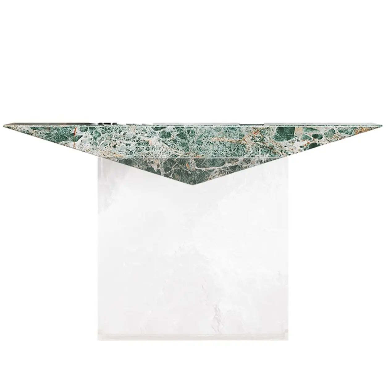Modern Triangle Stone Acrylic Base Console Table — White