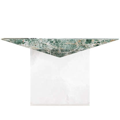 Modern Triangle Stone Acrylic Base Console Table — White