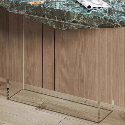 Modern Triangle Stone Acrylic Base Console Table — Black