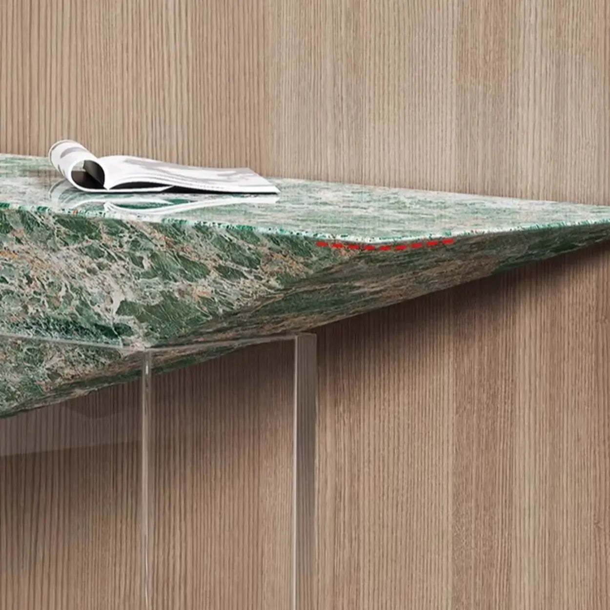 Modern Triangle Stone Acrylic Base Console Table — Green