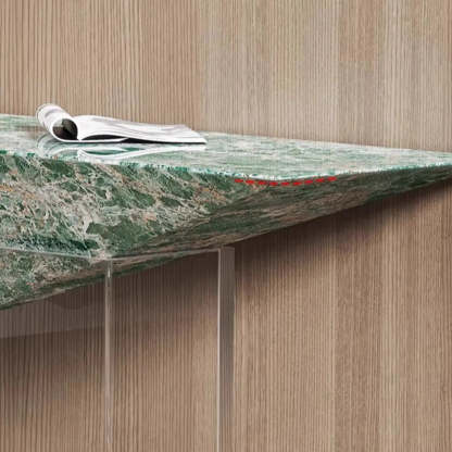Modern Triangle Stone Acrylic Base Console Table — Green