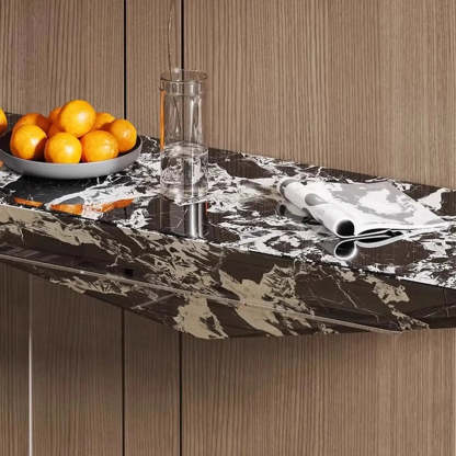 Modern Triangle Stone Acrylic Base Console Table — Black