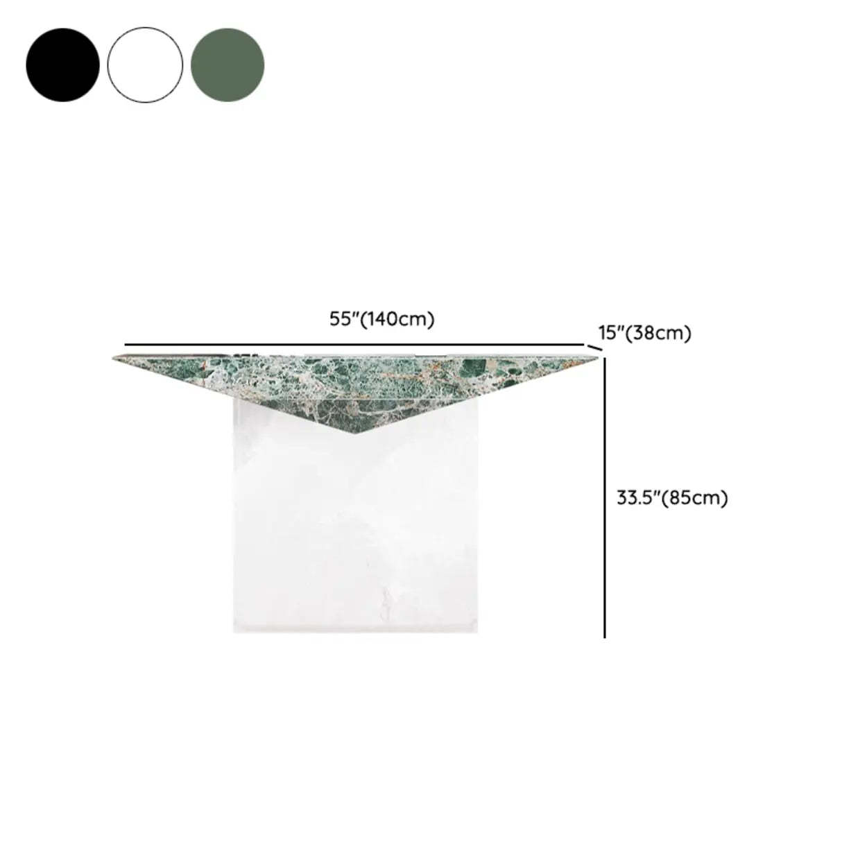 Modern Triangle Stone Acrylic Base Console Table — Green