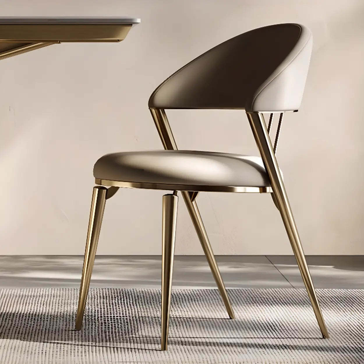 Modern Ergonomic Faux Leather Dining Chair — Gray