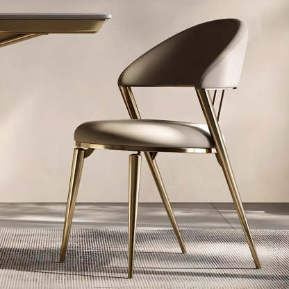 Modern Ergonomic Faux Leather Dining Chair — Gray