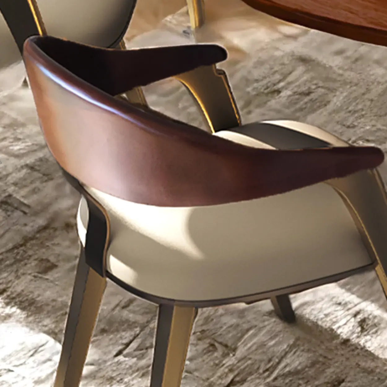 Modern Ergonomic Leather Curved-Back Dining Arm Chair