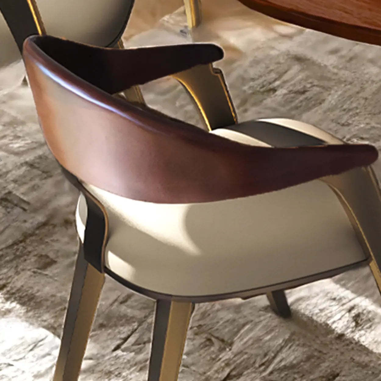 Modern Ergonomic Leather Curved-Back Dining Arm Chair
