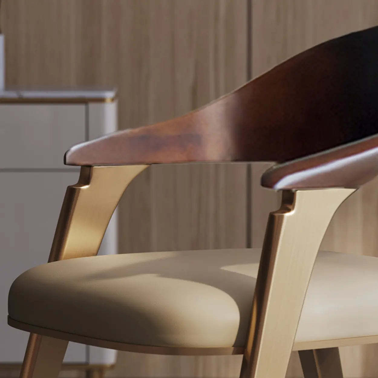 Modern Ergonomic Leather Curved-Back Dining Arm Chair