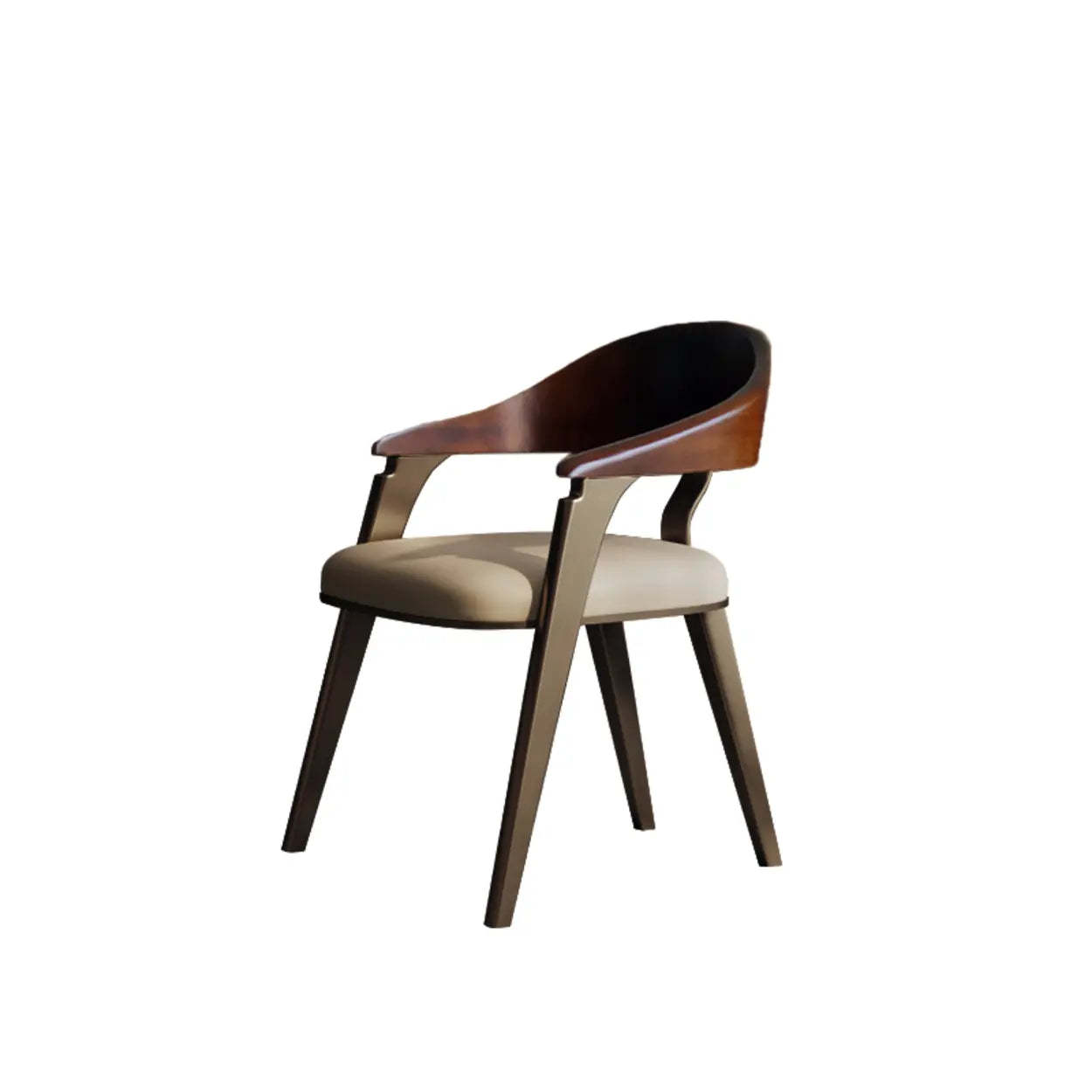 Lighom modern arm curved-back red dining chairs & benches — Faux Leather / Antique Brass