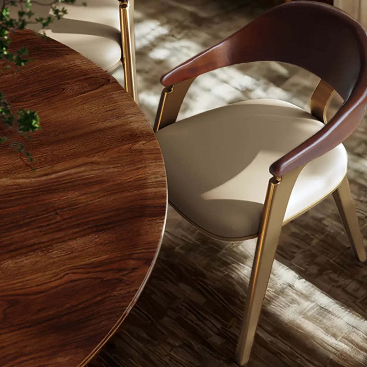 Modern Ergonomic Leather Curved-Back Dining Arm Chair — Top Grain Leather / Black