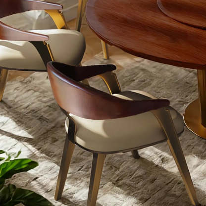 Modern Ergonomic Leather Curved-Back Dining Arm Chair