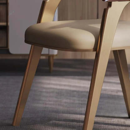 Modern Ergonomic Leather Curved-Back Dining Arm Chair