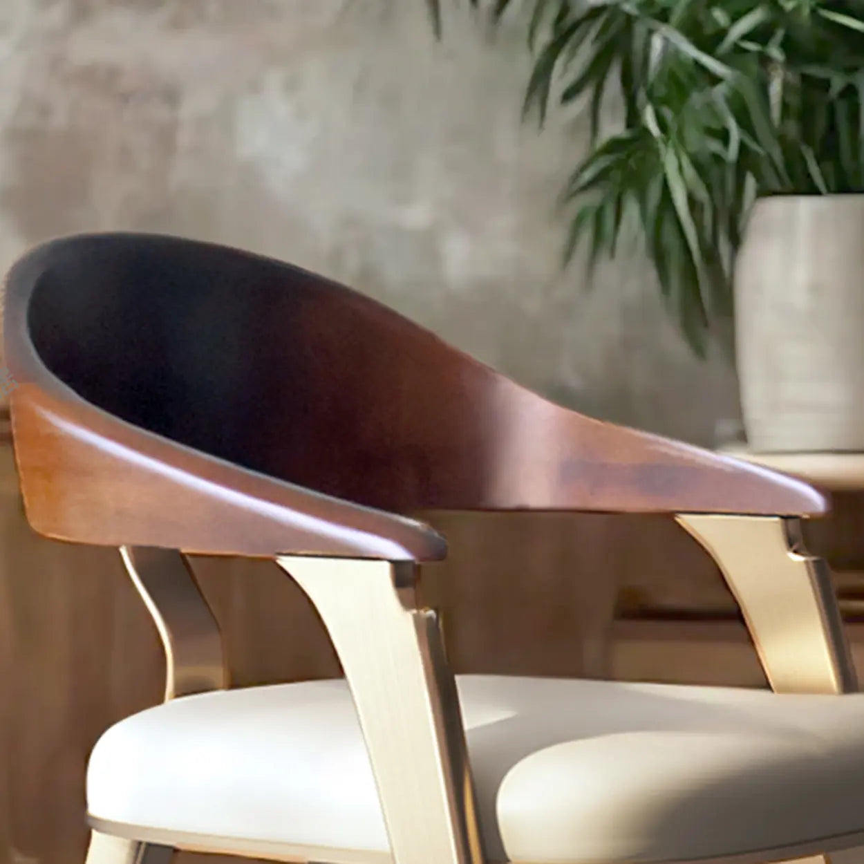 Modern Ergonomic Leather Curved-Back Dining Arm Chair