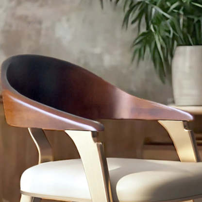 Modern Ergonomic Leather Curved-Back Dining Arm Chair