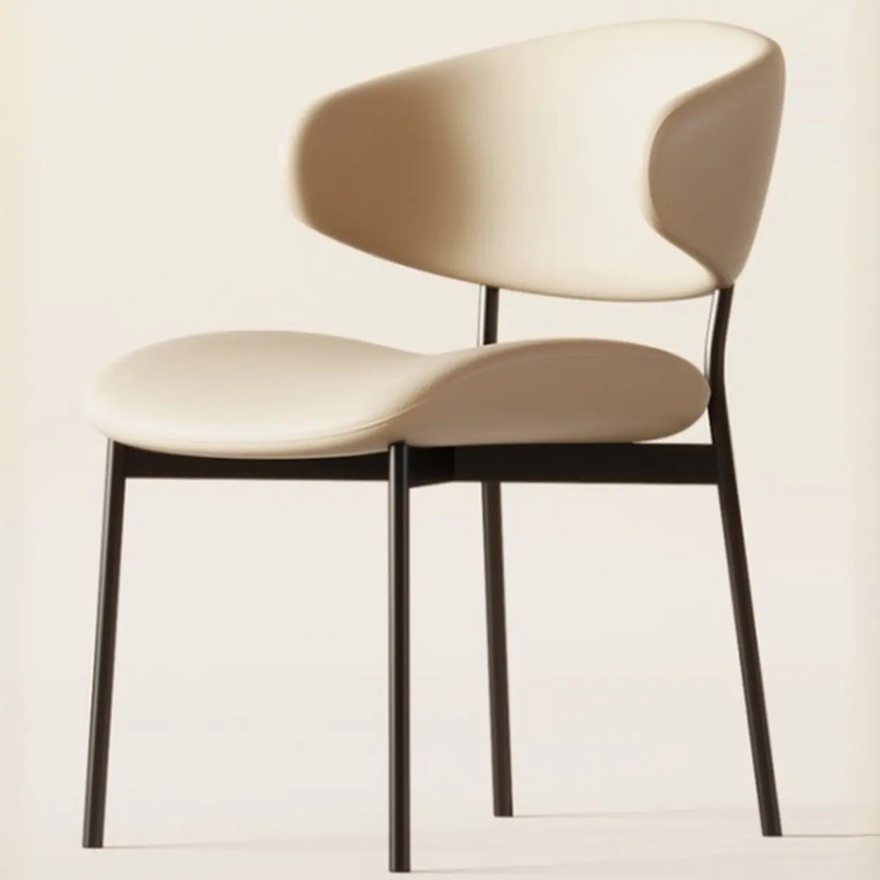 Modern Ergonomic Curved Back Dining Chair — Cream