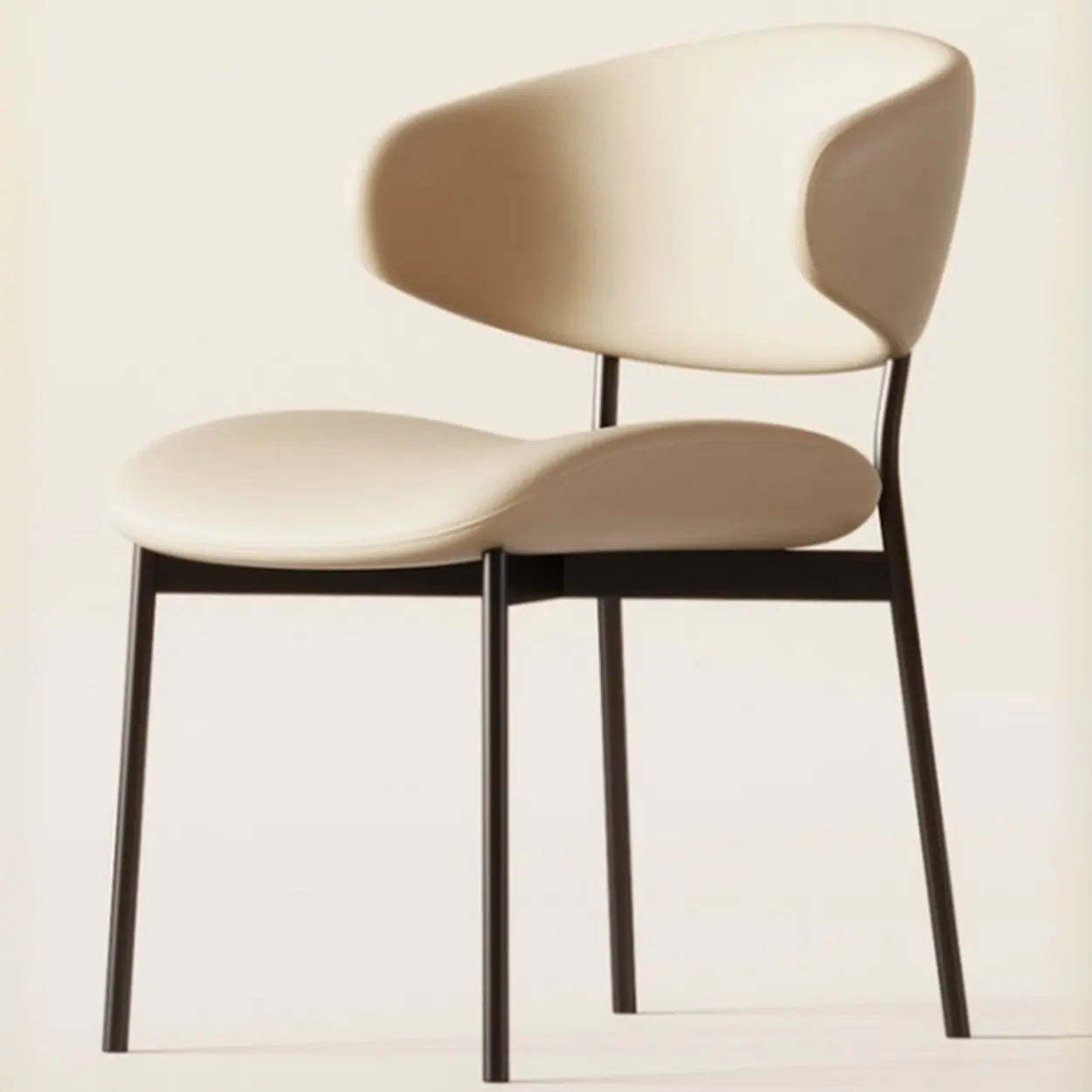 Modern Ergonomic Curved Back Dining Chair — Cream