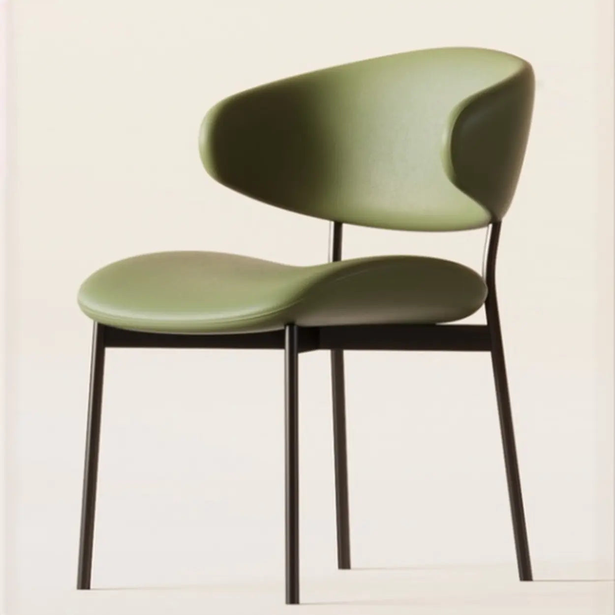 Modern Ergonomic Curved Back Dining Chair — Green
