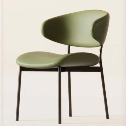 Modern Ergonomic Curved Back Dining Chair — Green