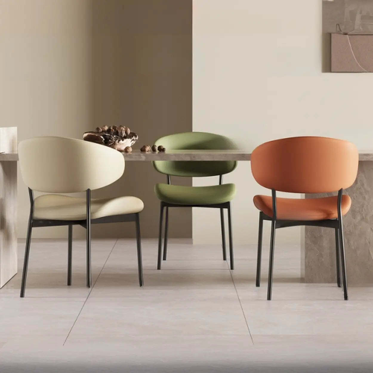 Modern Ergonomic Curved Back Dining Chair — Black