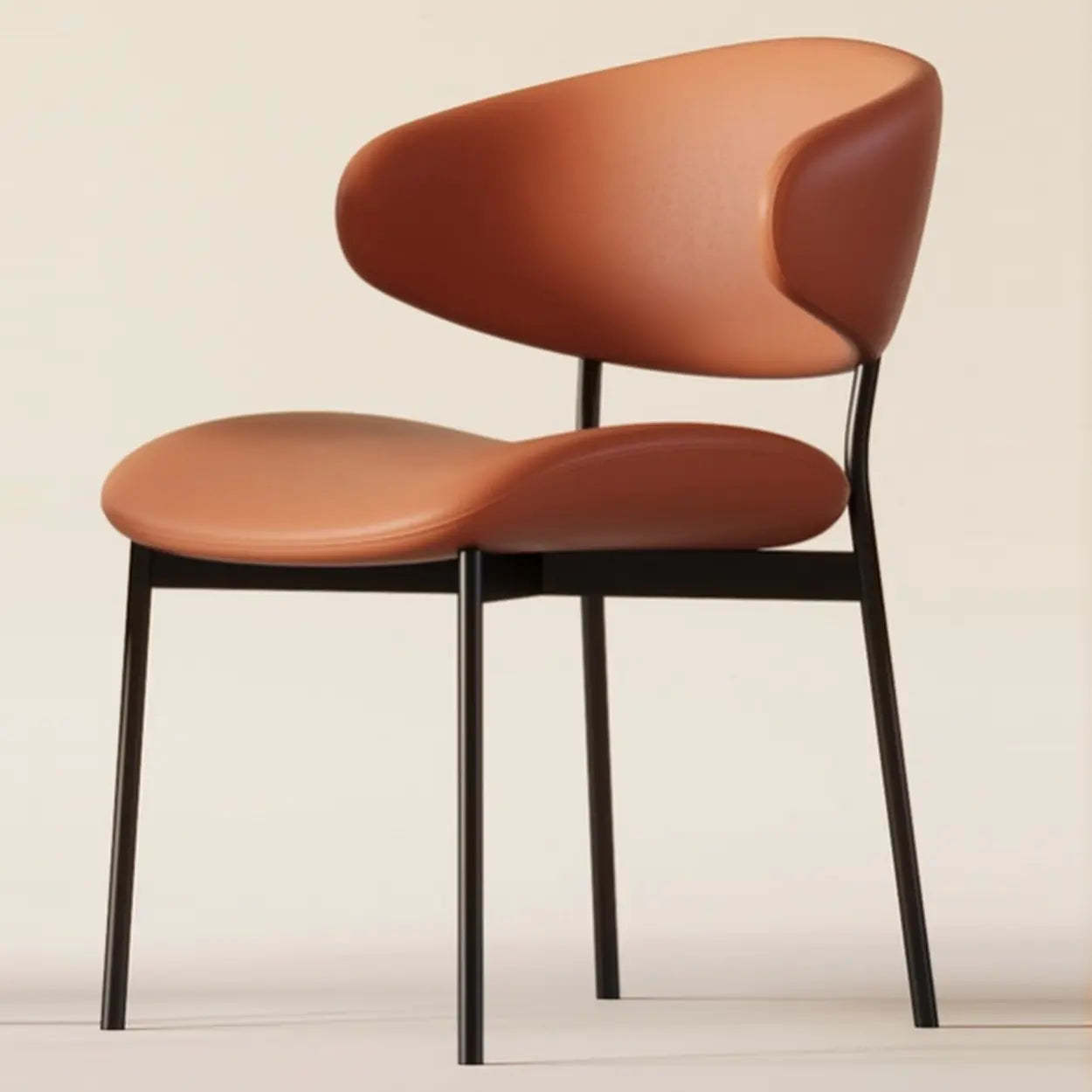 Modern Ergonomic Curved Back Dining Chair — Mocha