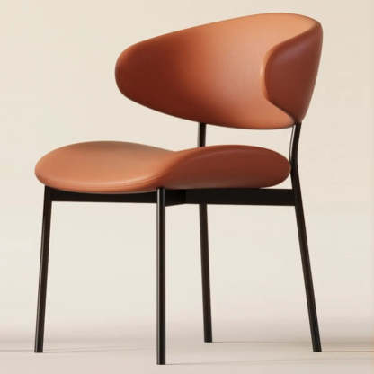 Modern Ergonomic Curved Back Dining Chair — Mocha