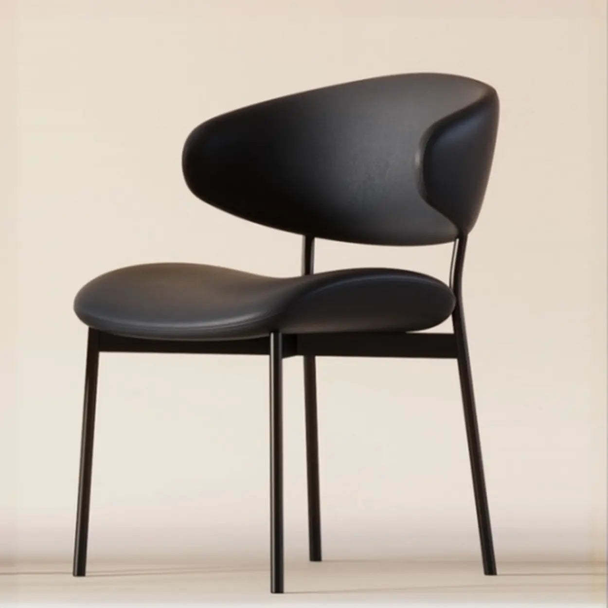 Modern back curved office chairs in metal — Black