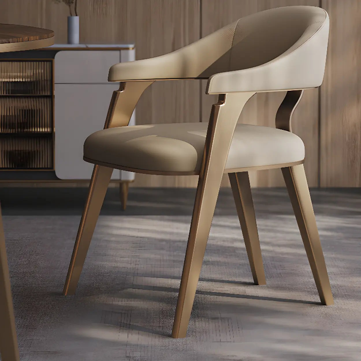 Modern Ergonomic Leather Padded Dining Arm Chair