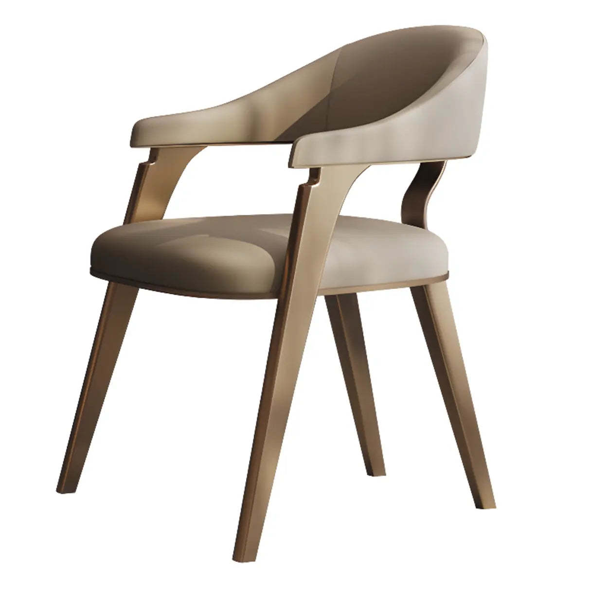 Modern Ergonomic Leather Padded Dining Arm Chair — Black / Microfiber Leather