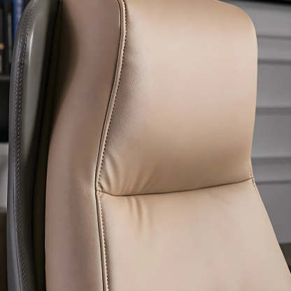 Modern Ergonomic Leather Office Chair with Wheels — 2 Piece Set / Grey / Genuine Leather