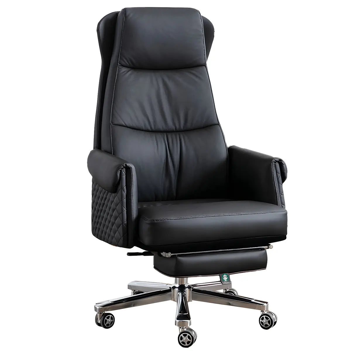 Modern Ergonomic Leather Office Chair with Wheels — 2 Piece Set / Khaki / Faux Leather