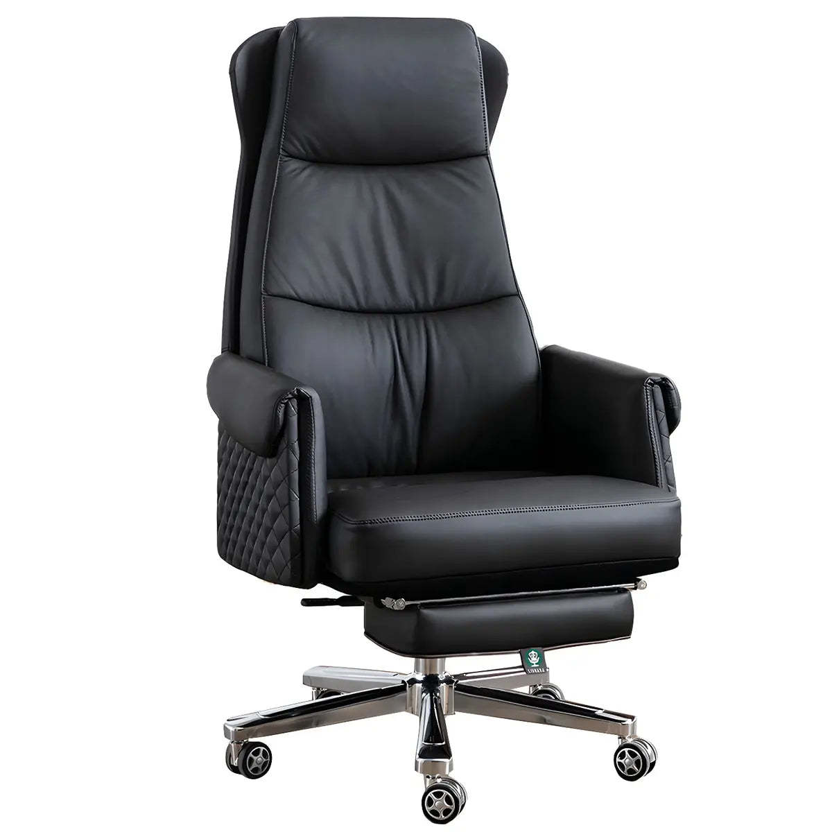 Modern Ergonomic Leather Office Chair with Wheels — 2 Piece Set / Khaki / Faux Leather