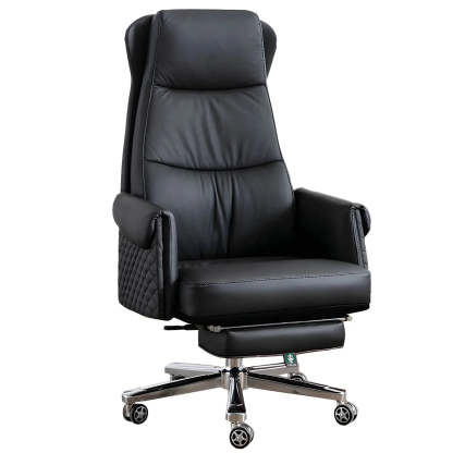 Modern Ergonomic Leather Office Chair with Wheels — 2 Piece Set / Khaki / Faux Leather