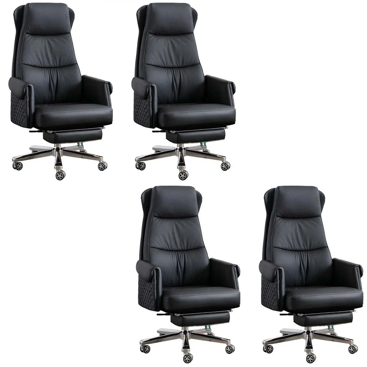 Modern Ergonomic Leather Office Chair with Wheels — 4 Piece Set / Grey / Faux Leather