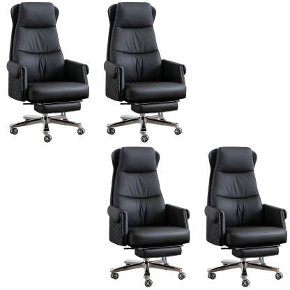 Modern Ergonomic Leather Office Chair with Wheels — 4 Piece Set / Grey / Faux Leather
