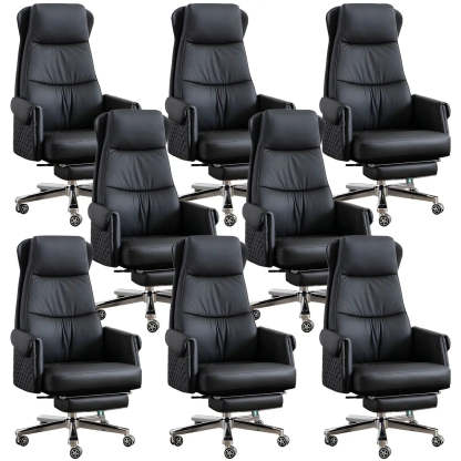 Modern Ergonomic Leather Office Chair with Wheels — 4 Piece Set / Khaki / Genuine Leather